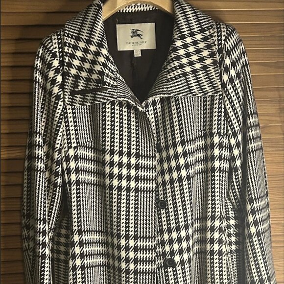 Vintage Y2K Burberry London Glen Plaid Wool Coat Size US 10 Excellent Condition - Picture 2 of 14